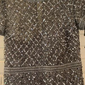 Adriannna papell long grey gown